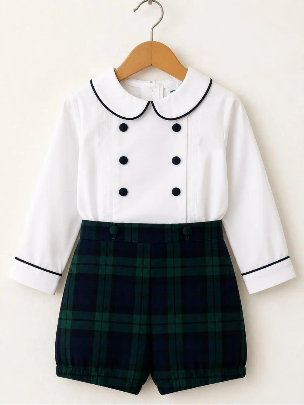 Edgehill Collection 18M Boys Plaid Shorts Peter Pan Collar 2 Piece Outfit EUC